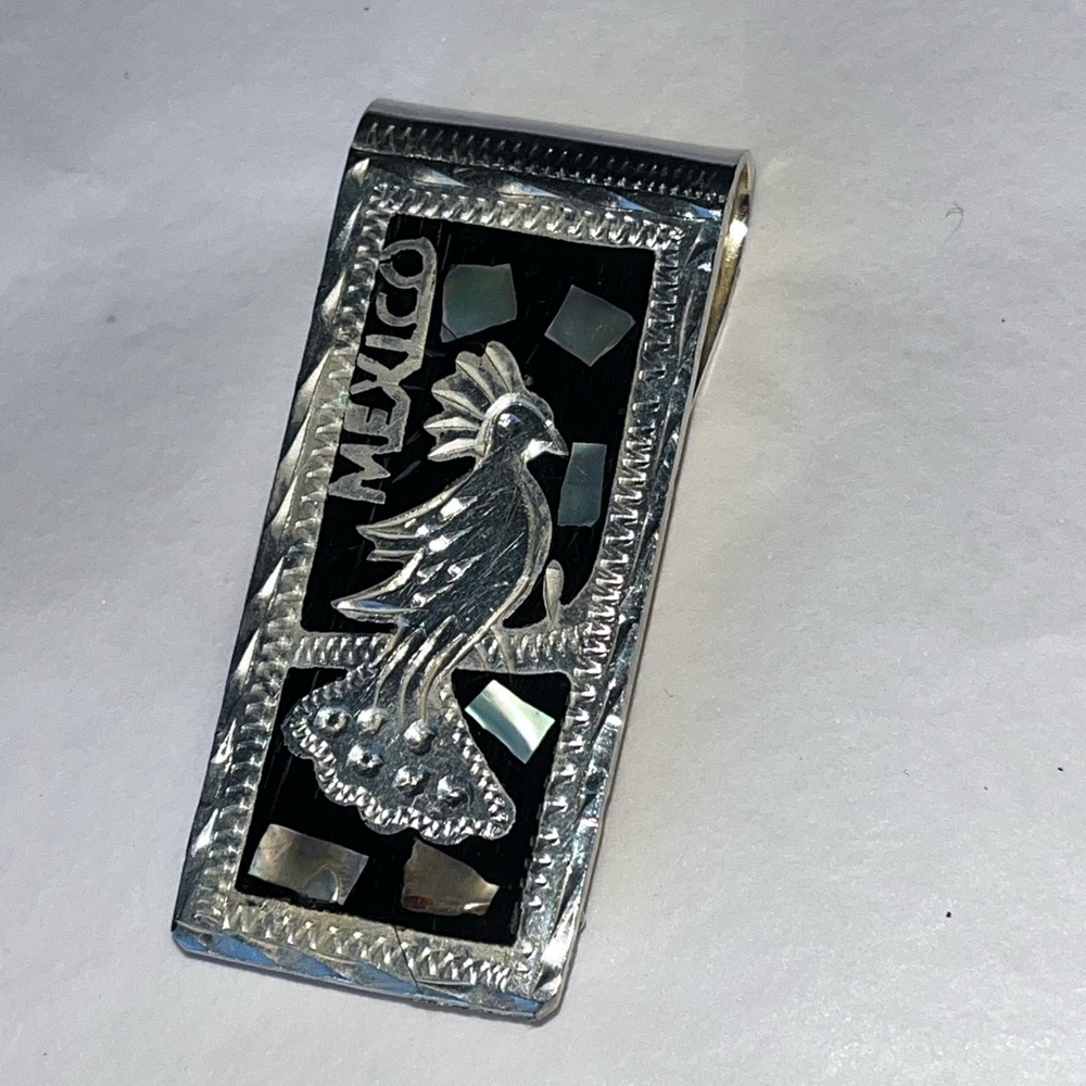 Alpaca Silver and Black Mexican Bird Money Clip - Picture 2 of 6